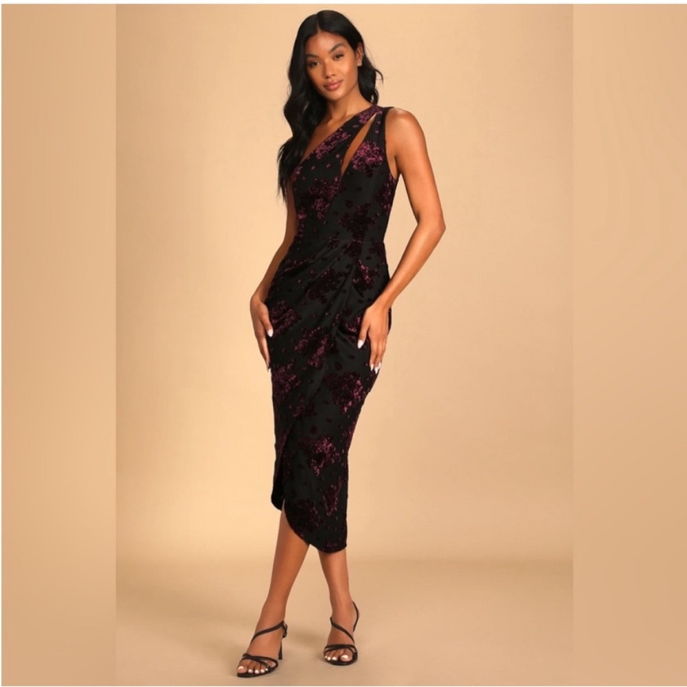 Lulu's Black Dress with Red Floral Accents